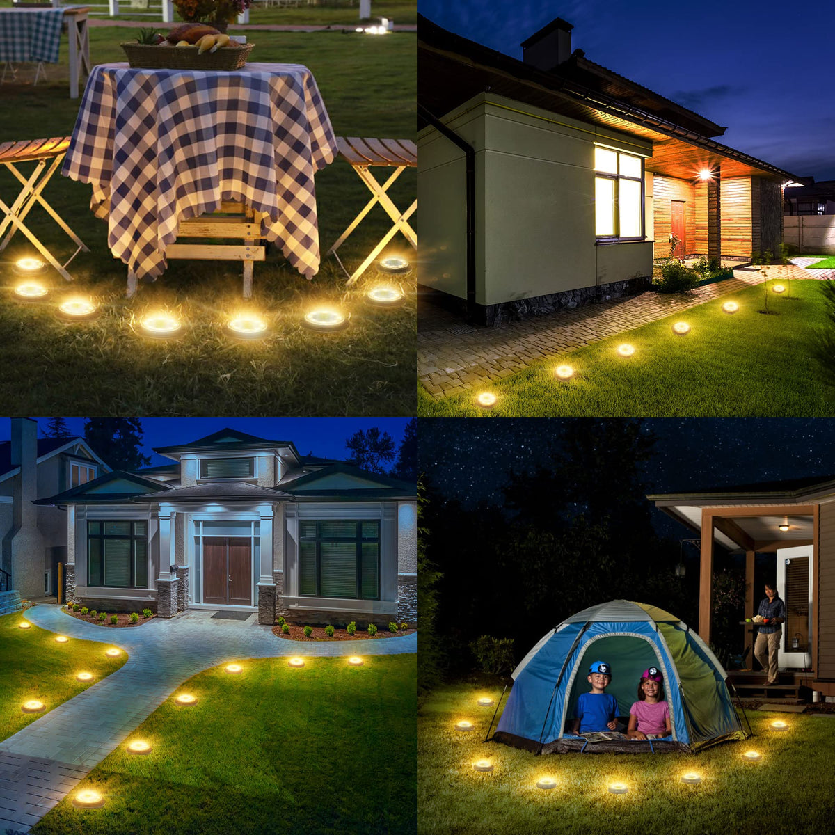 Flacchi solar step lights mounted on wooden stairs improve nighttime safety