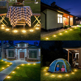 Flacchi solar step lights mounted on wooden stairs improve nighttime safety