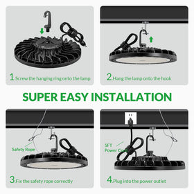 Flakeeper LED high bay 150W wide area lighting for warehouses.