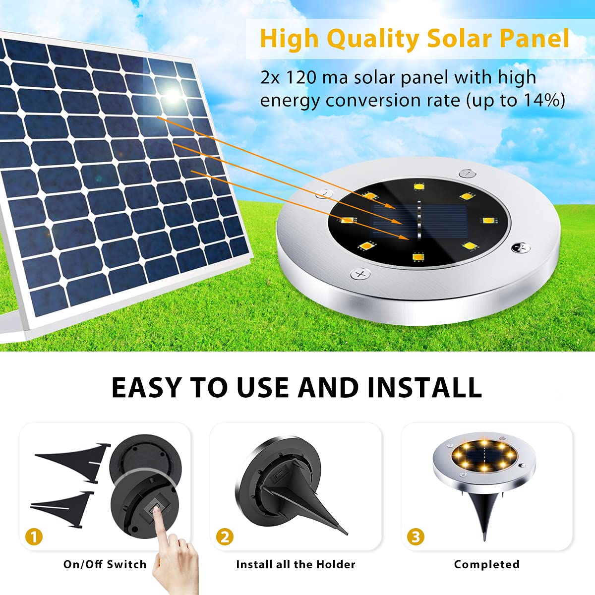 Flalivi easy-install ground lights spike in 15–20 seconds.