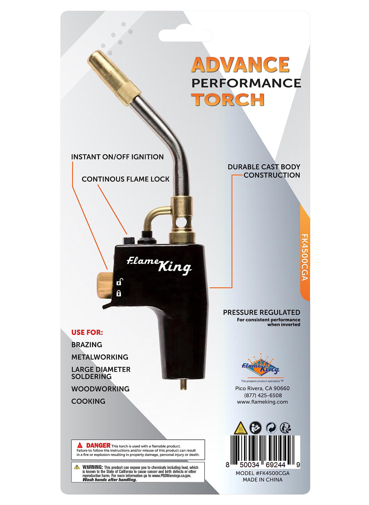 FK4500CGA brass burn tip offers durability during metalwork.
