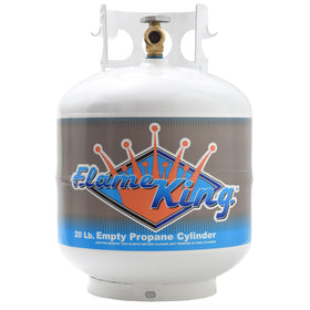 Flame King YSN-201 tank side view for compact 20 lb propane storage.