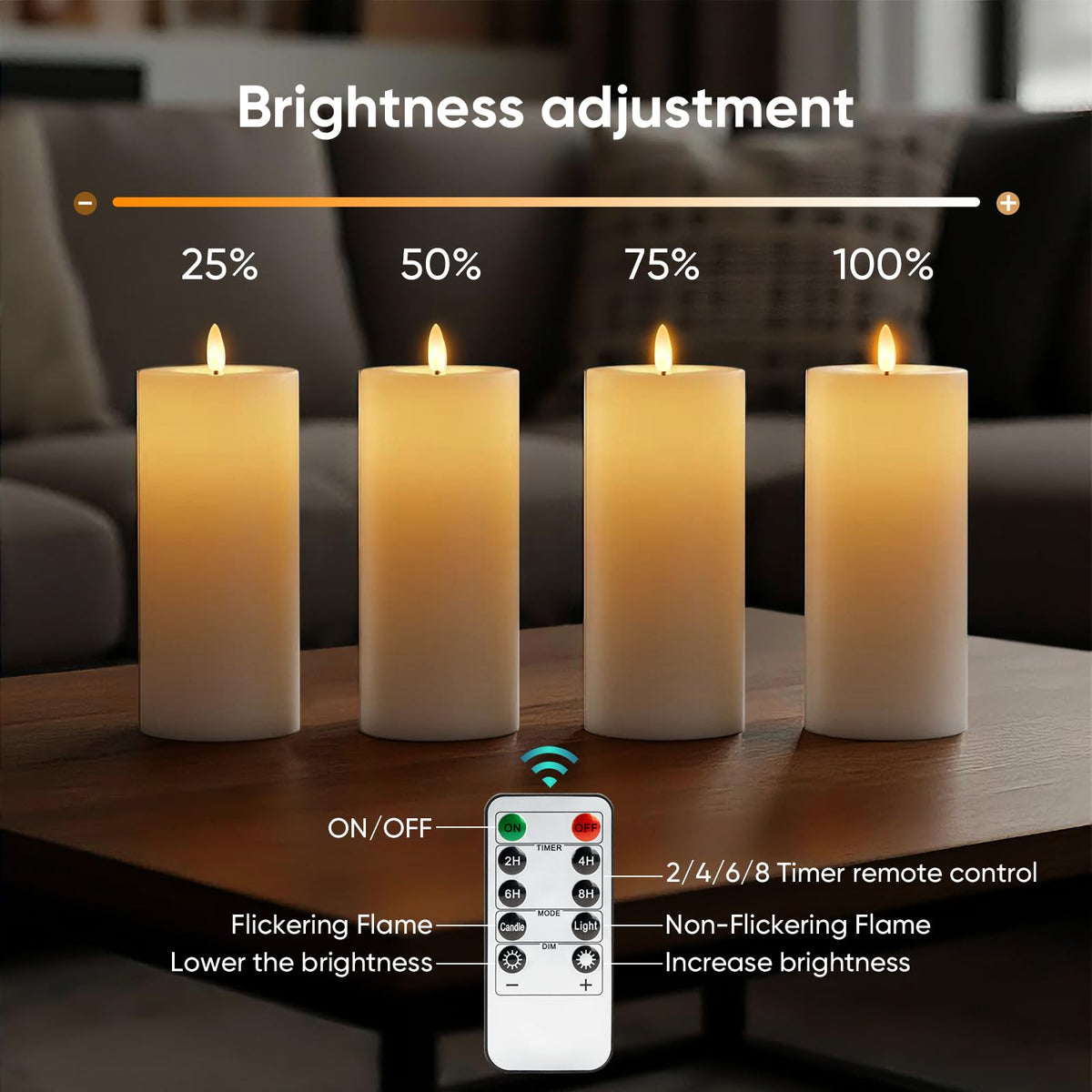 Flamelessman 4x10 weatherproof plastic candle built for durable outdoor use.