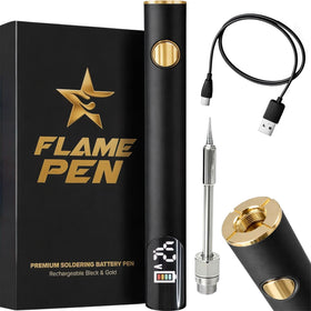 Generic FlamePen LED display shows real-time voltage and battery status for precise control.