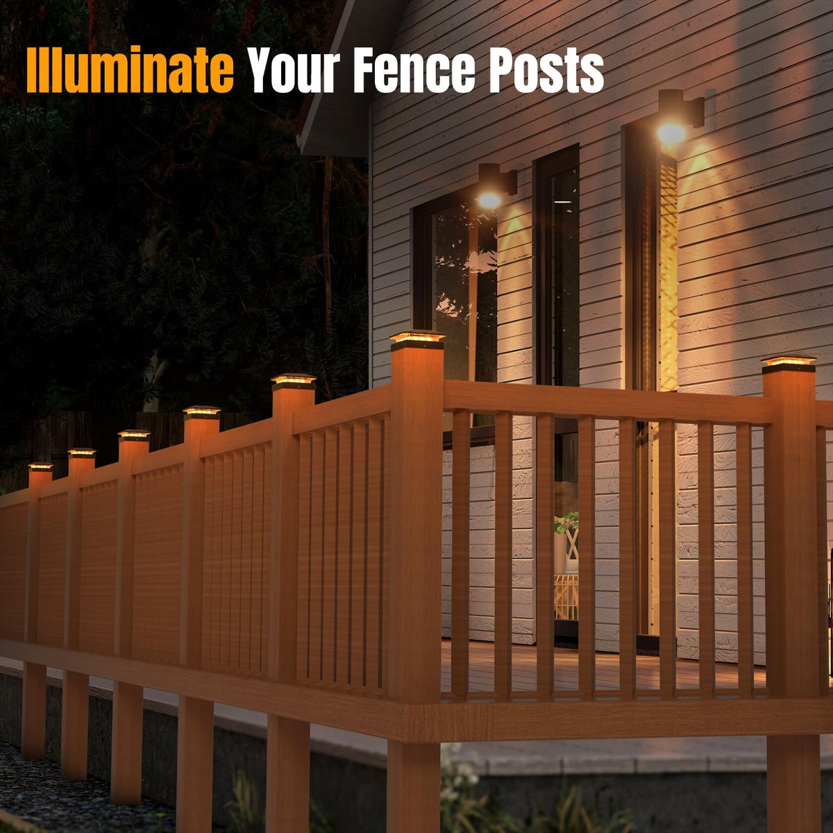 Flaow versatile post cap lights suitable for fences, decks, and mailboxes.