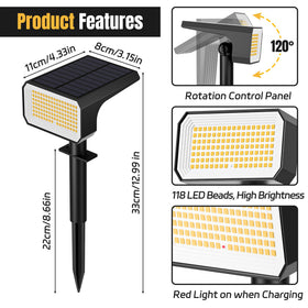 Flaow Solar Spot Light night-mode-118-led sets cozy patio mood.