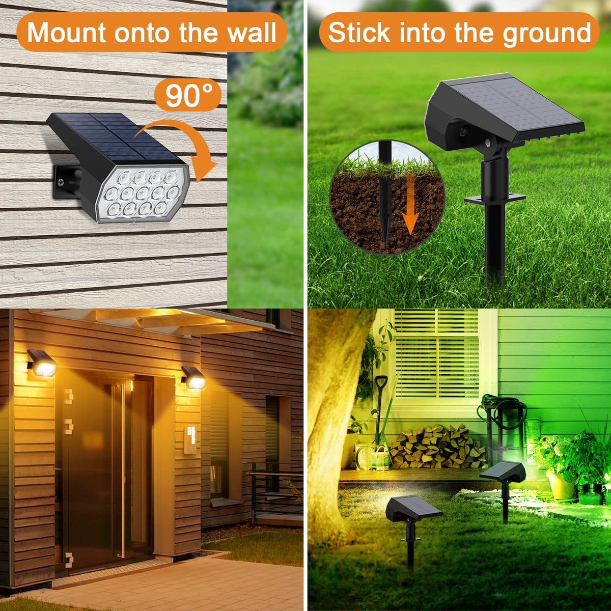 Flaow IP65 waterproof solar spot lights endure rain for year-round exterior use