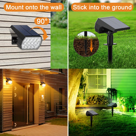 Flaow IP65 waterproof solar spot lights endure rain for year-round exterior use