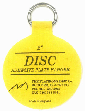 Flatirons Disc 2-inch adhesive hanger close-up shows easy-to-trim discs for custom fit.