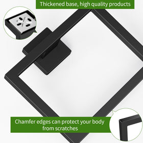 FLE square towel ring in matte black for modern bathroom organization