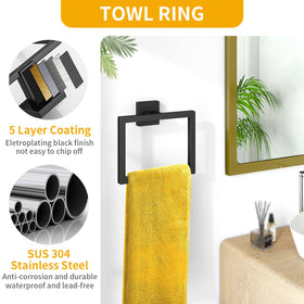 FLE stainless steel square hand towel holder for modern bathrooms