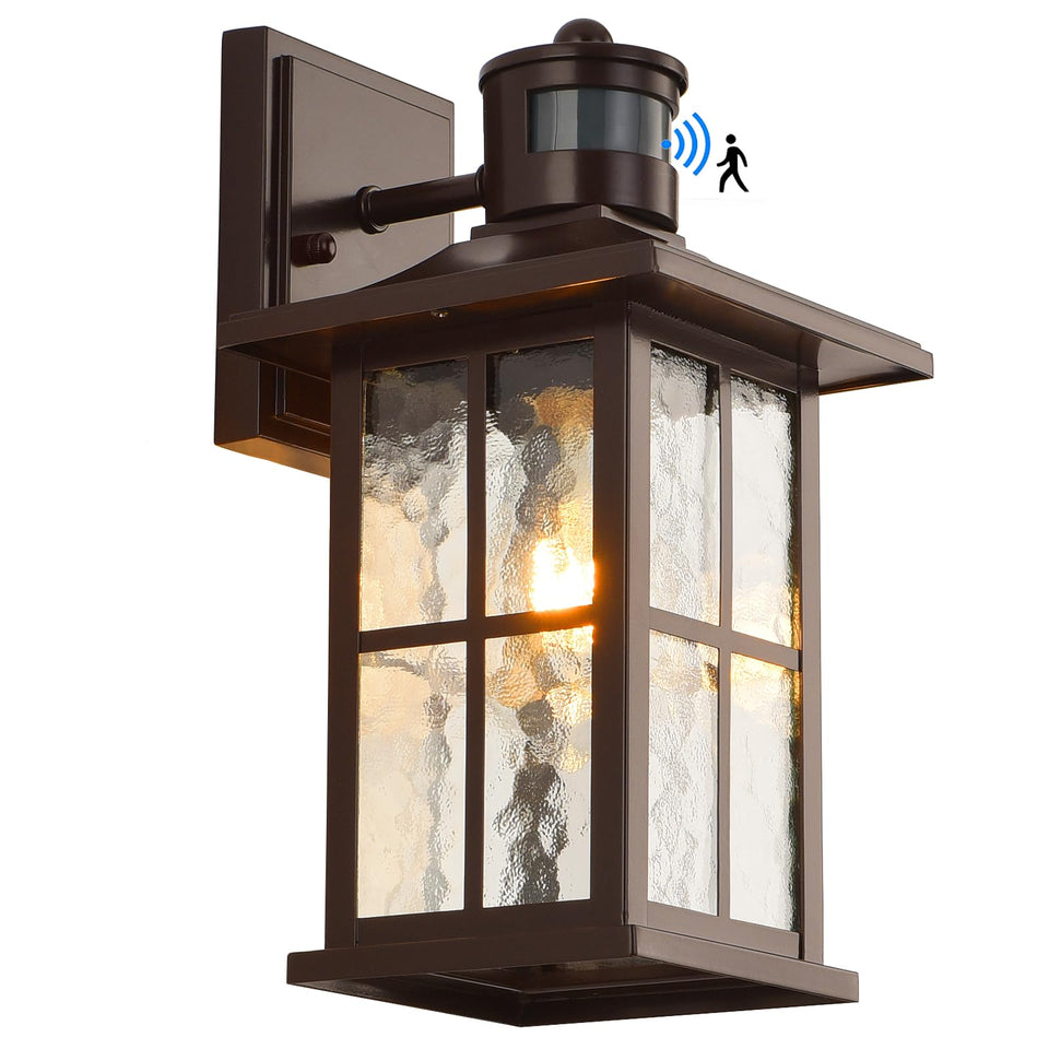 FLEDAVID motion-sensor outdoor wall lantern provides reliable dusk-to-dawn lighting for porches