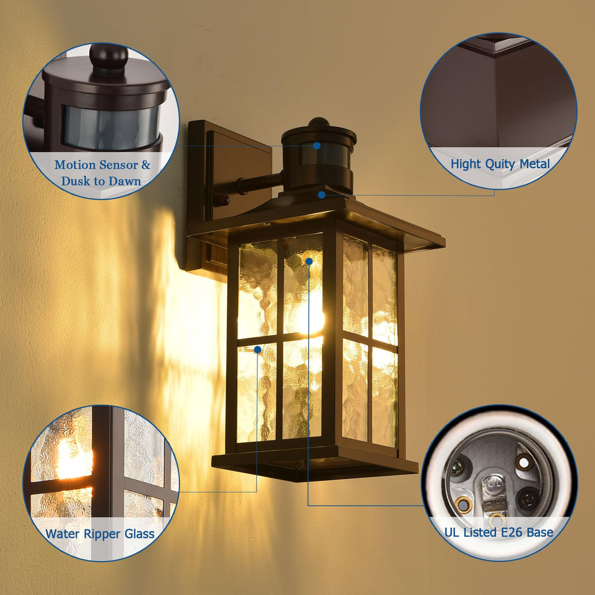 FLEDAVID waterproof outdoor wall sconce withstands rain, snow, and sun for long-lasting curb appeal