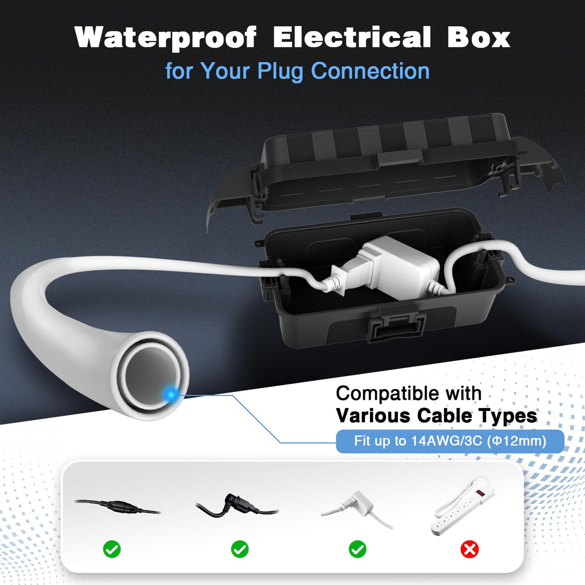 Flemoon IP55 cord management keeps cables neat outdoors