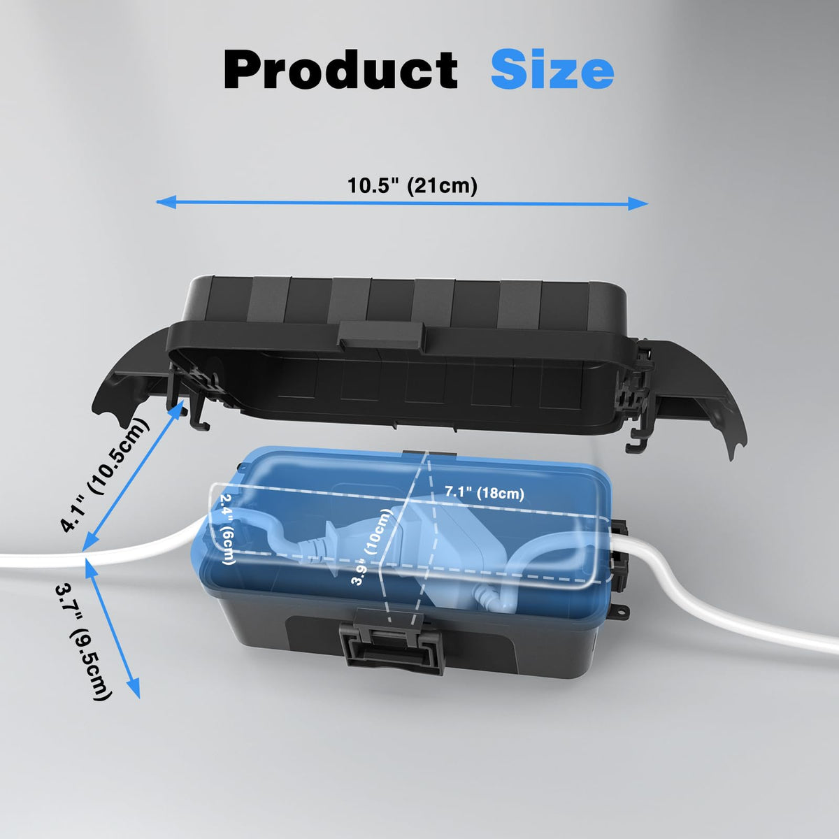 Flemoon IP55 interior dimensions illustrate spacious cord management