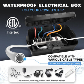Flemoon outdoor box entry ports support 12 AWG cables.