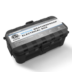 Flemoon outdoor box front view with six ports for secure power connections.