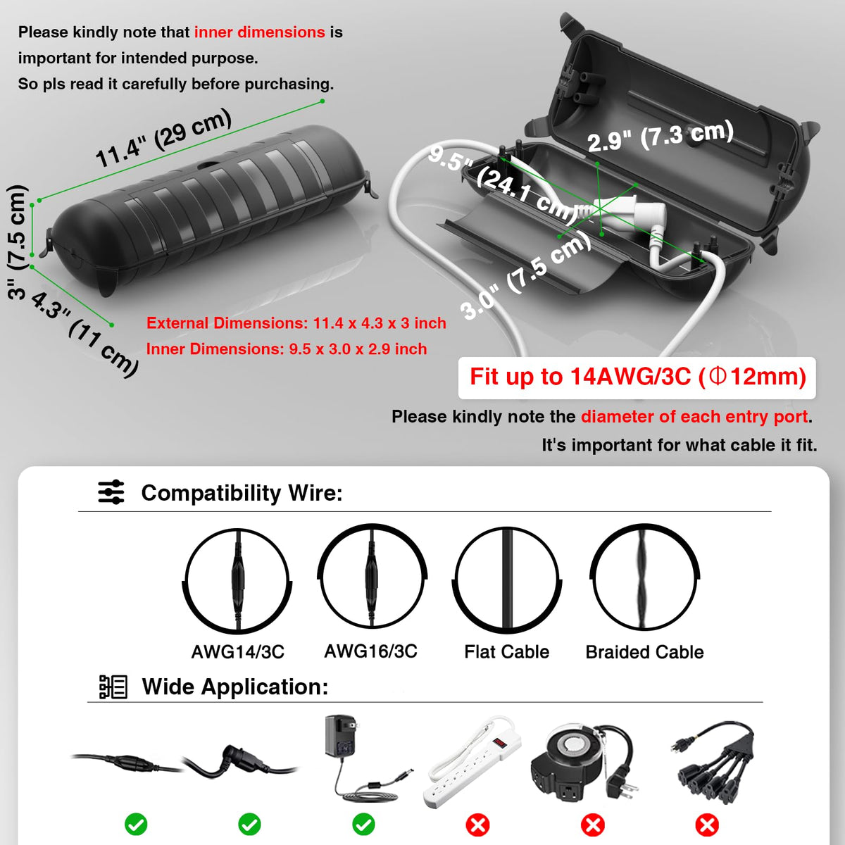 Flemoon weatherproof electrical box keeping plugs safe from moisture