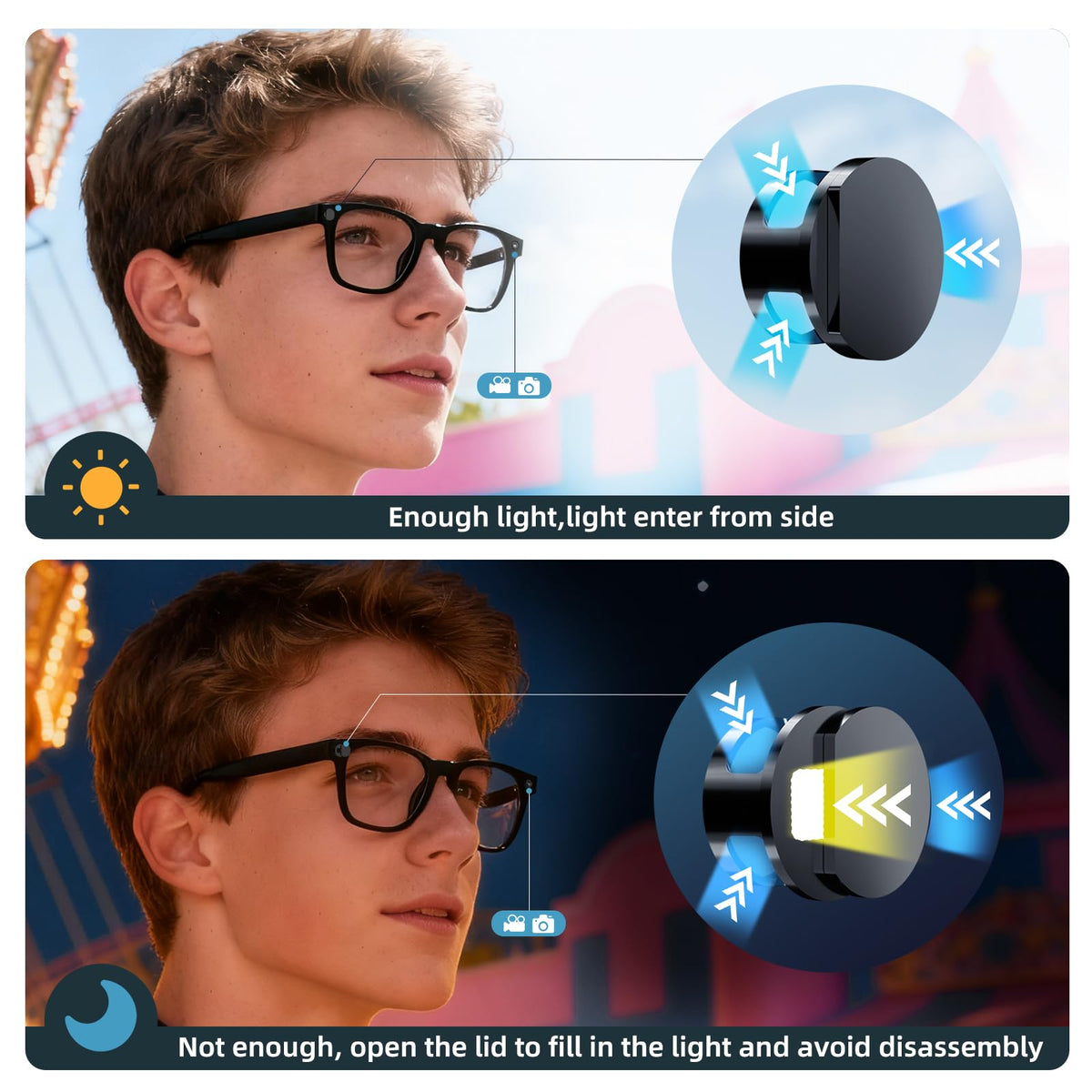 FlenKn LED light blocking cover on Ray-Ban Meta Headliner Gen1, discreet and reusable