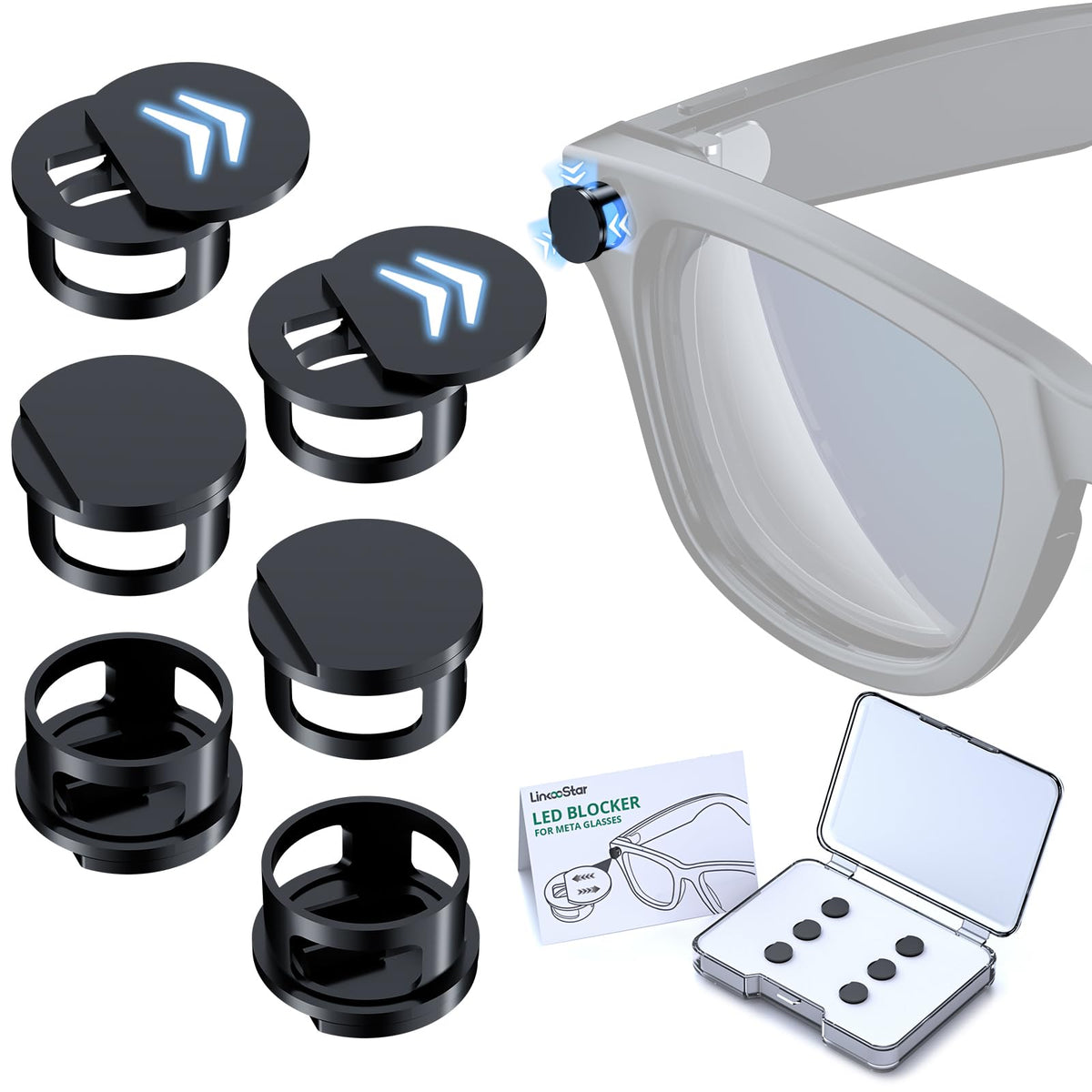 FlenKn LED light blocking cover on Ray-Ban Meta Wayfarer, reduces glare and preserves privacy