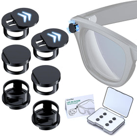 FlenKn LED light blocking cover on Ray-Ban Meta Wayfarer, reduces glare and preserves privacy