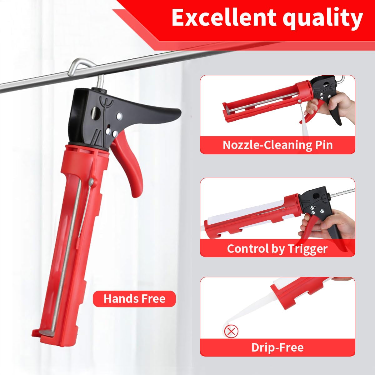 Fletrix silicone caulking tools with multi size scrapers for bathroom and kitchen gaps