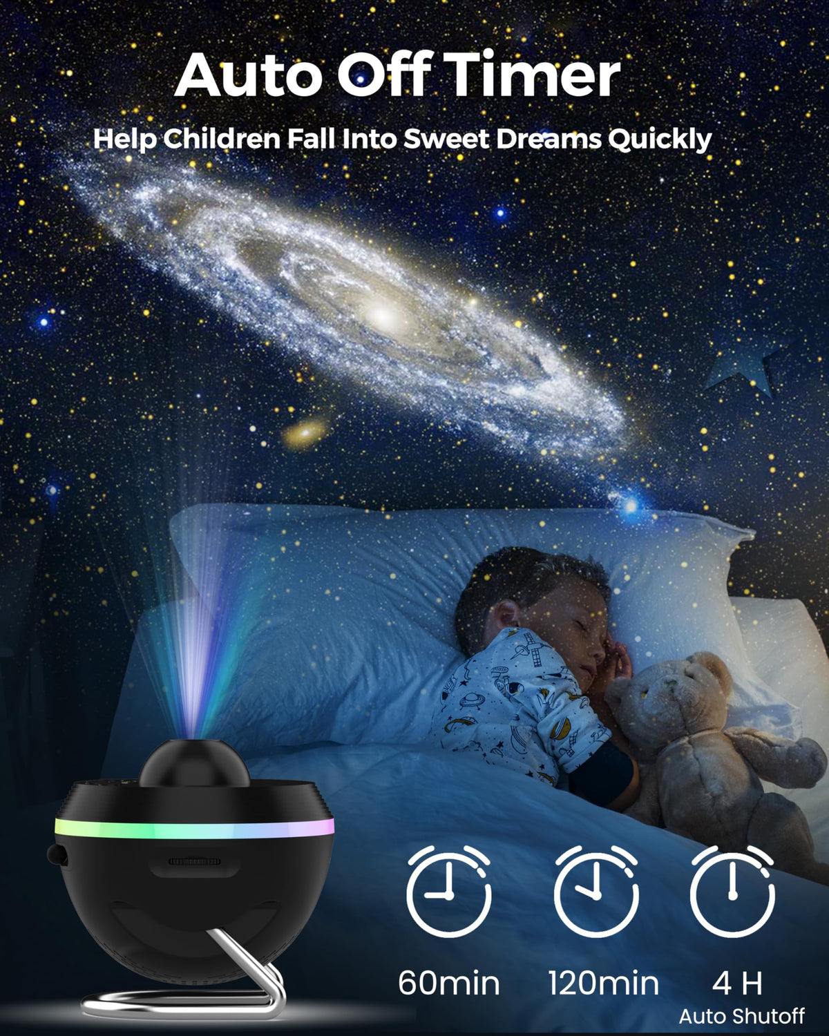 FLEWKEN Galaxy Projector 180-degree rotation mimics natural motion.