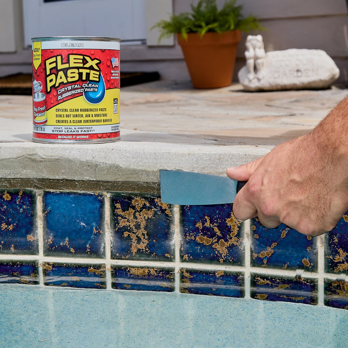 Flex Paste fills large-gaps quickly with a rubberized barrier.