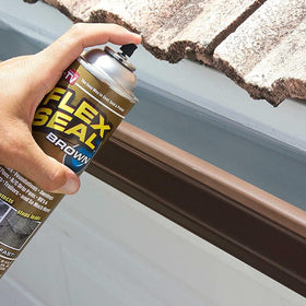 Flex Seal 14 oz Almond label close-up showing color and branding.