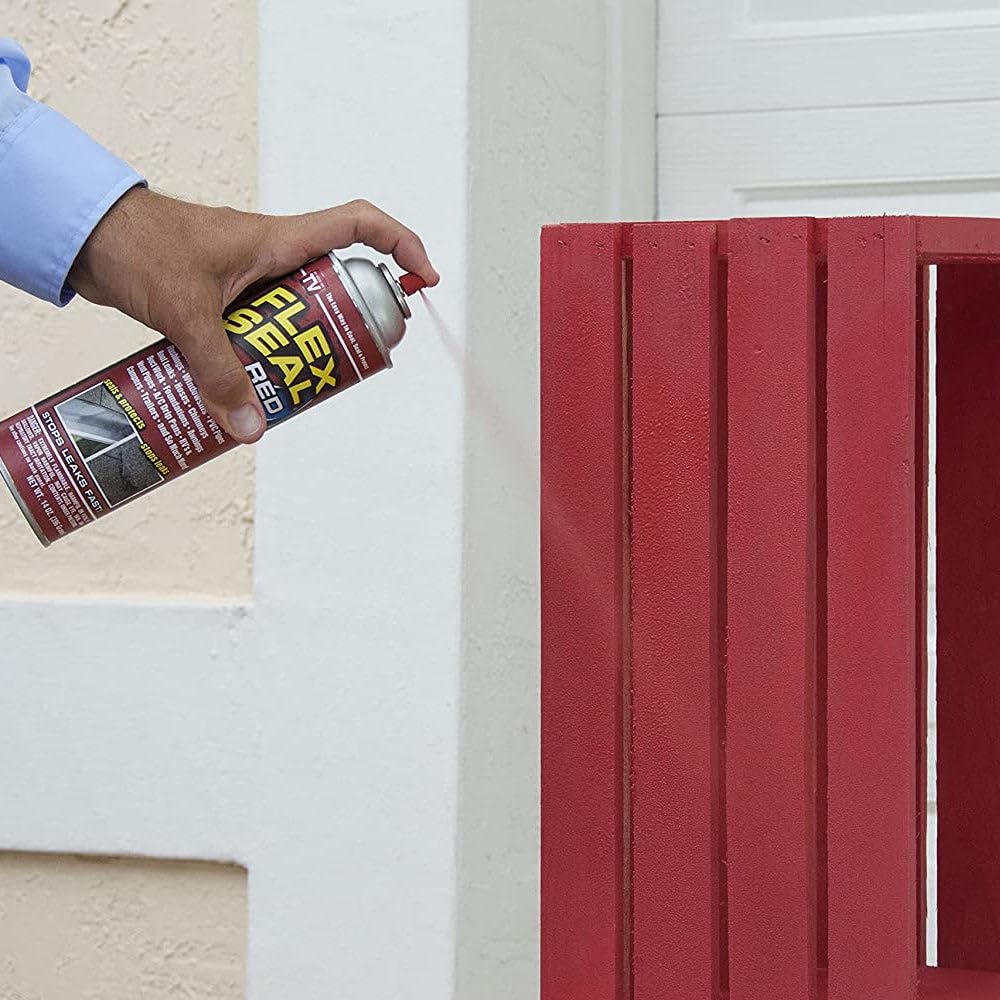 Flex Seal almond coating on wood crack ready to seal.