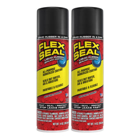Flex Seal 14oz Black bottle; quick waterproofing for leaks and color finishes.