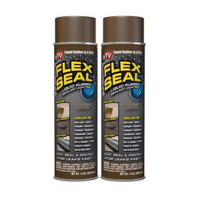 Flex Seal 14 oz brown two-pack sealant ready to stop leaks.