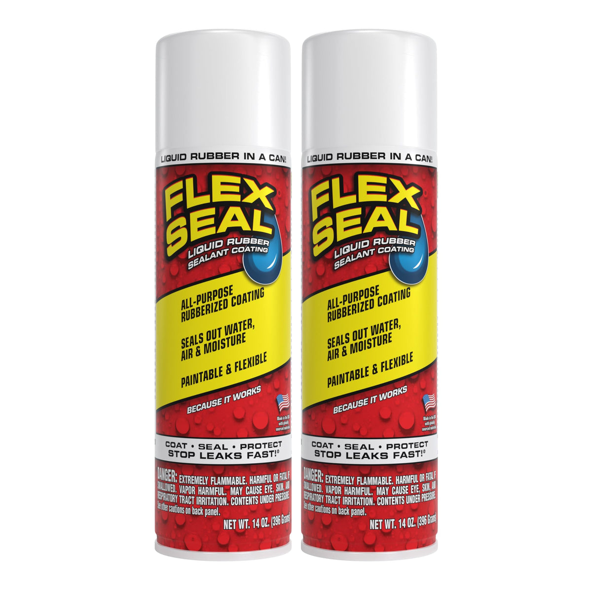 Flex Seal 14 oz white can top view for quick leak sealing