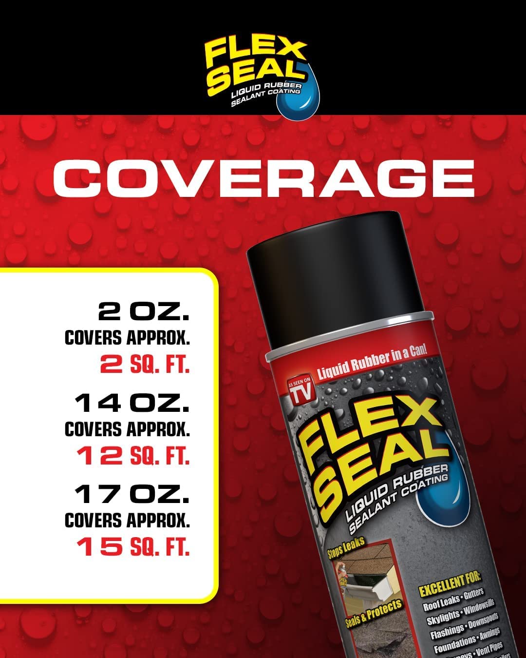 Flex Seal Almond heat-cold flex coating resists summer sag and winter cracking.