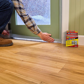 Flex Seal rubberized edge maintains shape and tight seal on irregular frames and gaps.