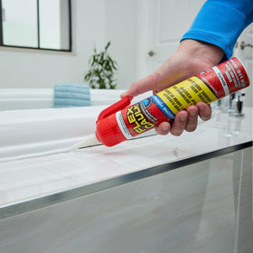 Flex Caulk creates a 100% waterproof seal on showers, windows, and roofs.