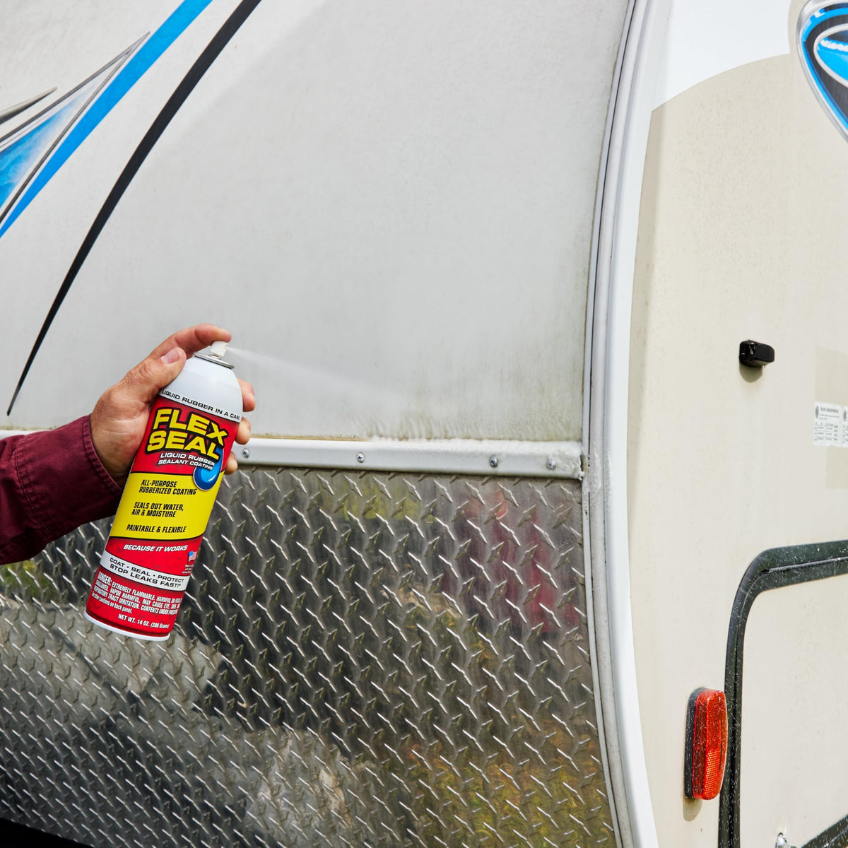 Flex Seal gray skylight seal coats cracks for a weatherproof seal and improved visibility.