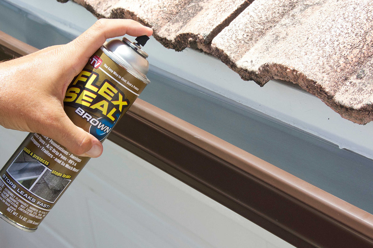 Flex Seal gutter sealing stops leaks and protects outdoor areas.