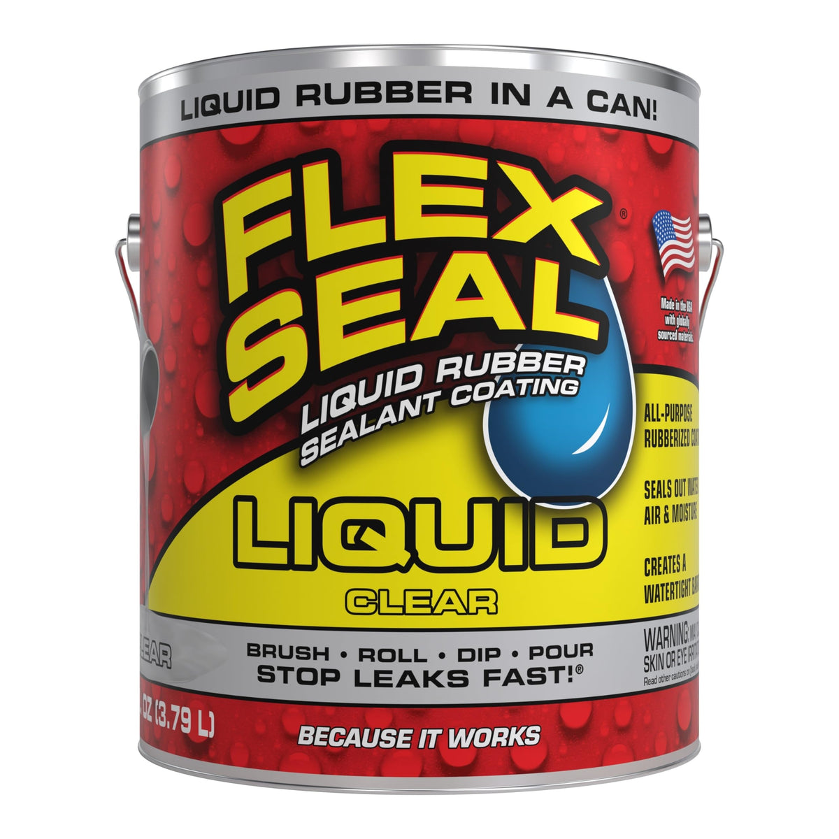 Flex Seal Liquid can application shows quick waterproofing