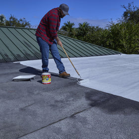 Flex Seal Liquid masonry coating sealing outdoor surfaces.