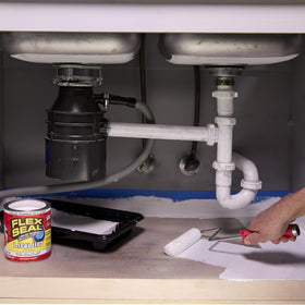 Flex Seal Liquid masonry seal applied to a crack shows versatile waterproofing