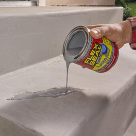 Flex Seal Liquid quick coverage pour illustrates fast, even sealing on outdoor areas.