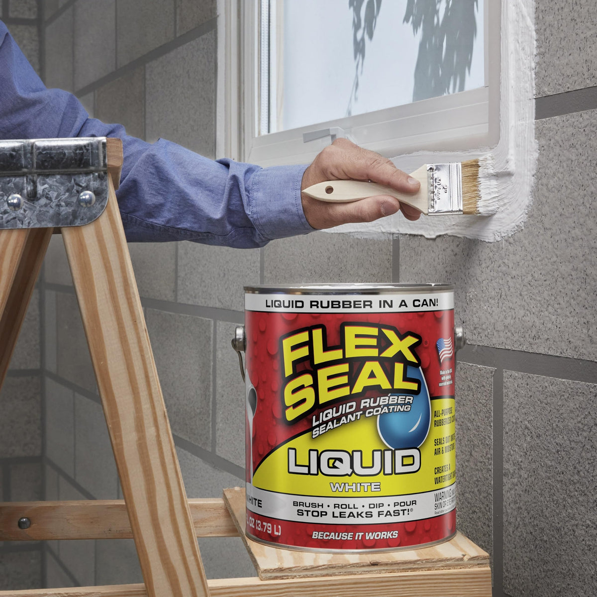 Flex Seal Liquid used on an RV roof for a flexible, UV resistant seal.