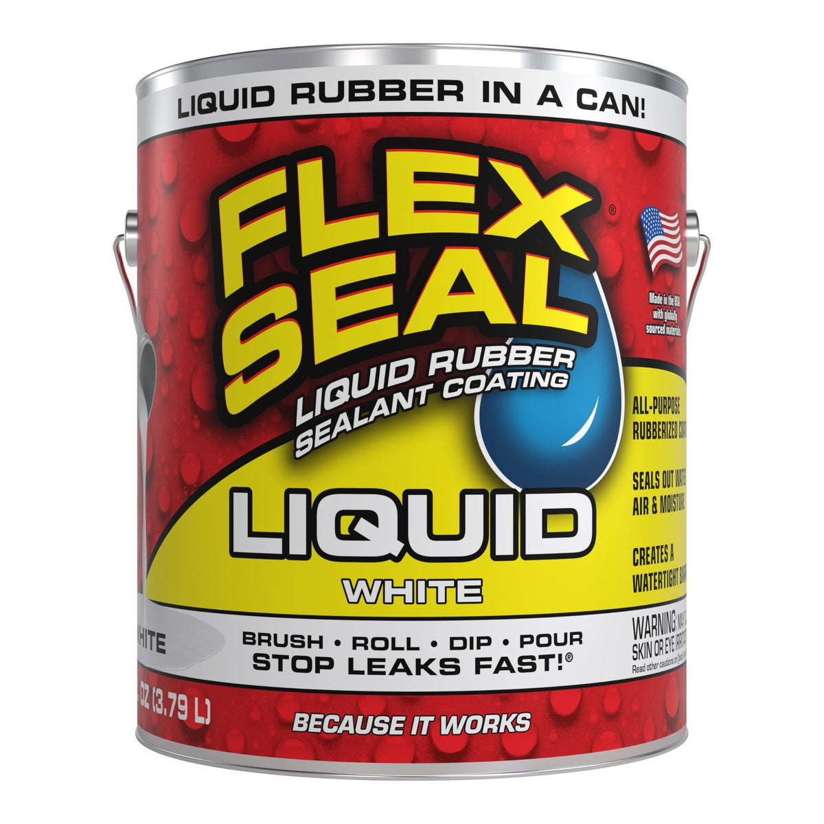 Flex Seal Liquid white coating applied on roof seam for waterproof protection.