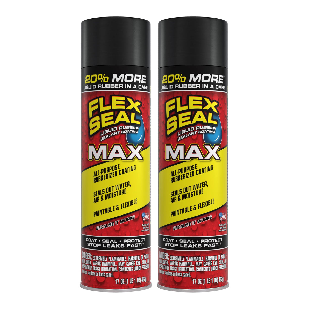 Flex Seal MAX 17 oz black can ready to seal leaks on gutters.