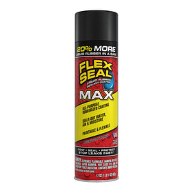 Flex Seal MAX 17oz black spray-on sealant seals leaks quickly for gutters and roofs.