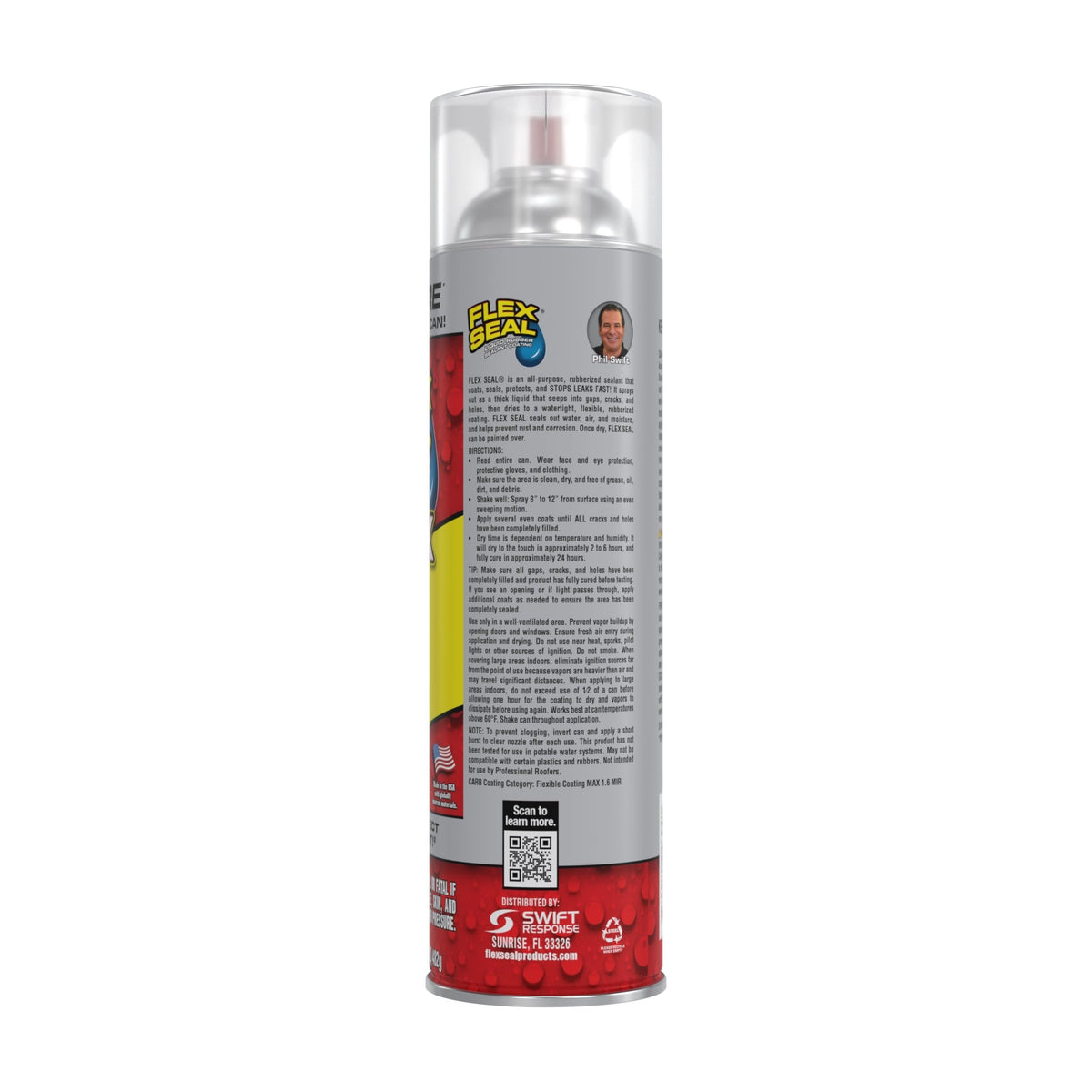 Flex Seal Max clear can back highlights packaging and usage