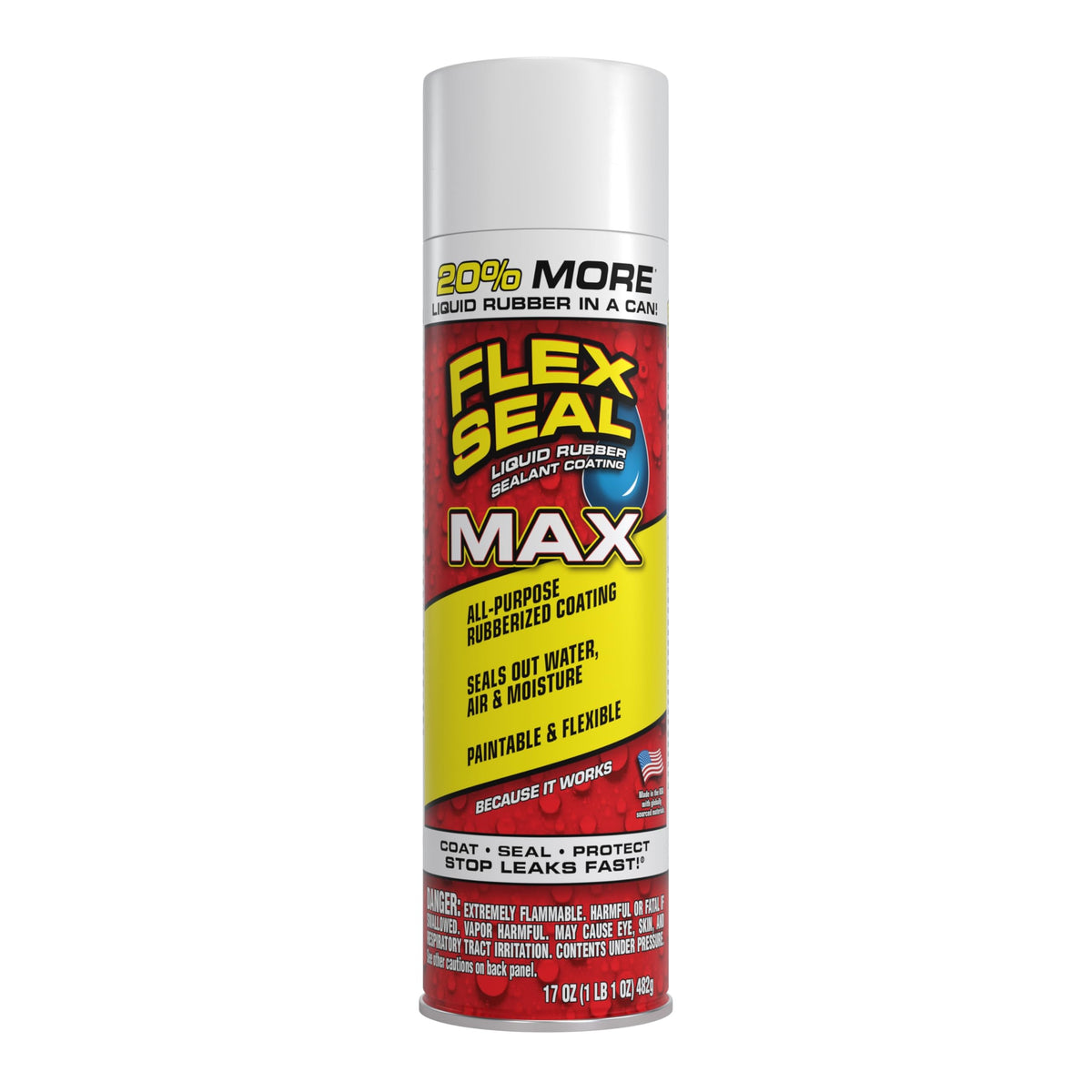 Flex Seal Max bottle pour demonstrates quick leak sealing