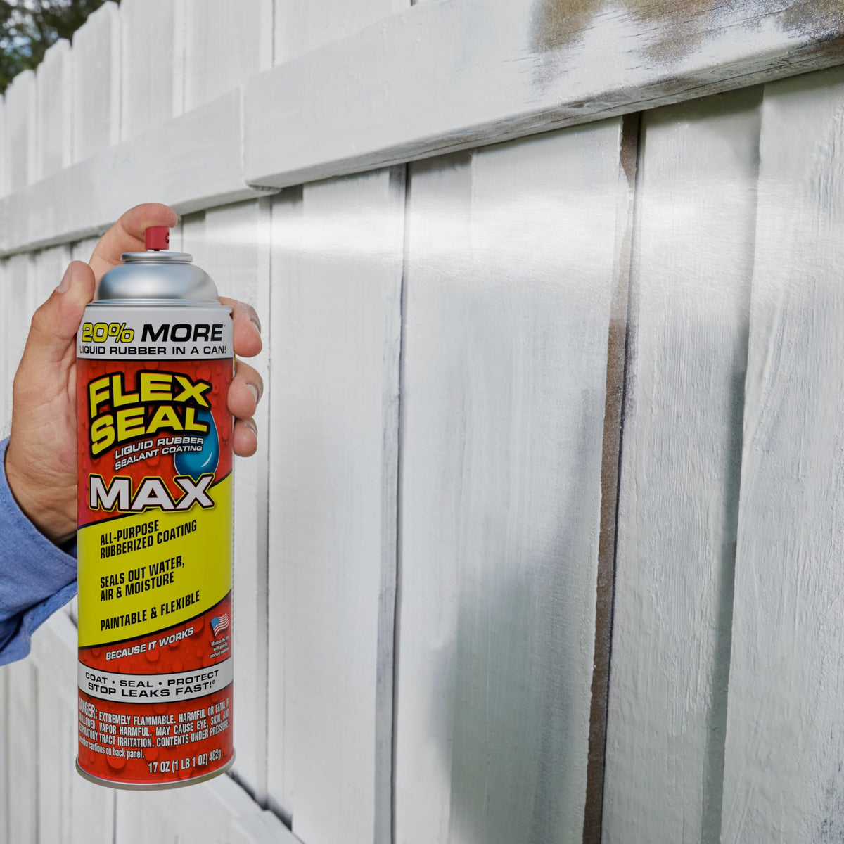 Flex Seal Max drying to a pliable, clear film on outdoor surface