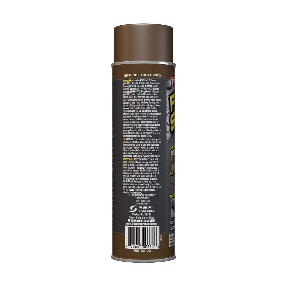 Flex Seal spray application seals cracks on wood and metal surfaces.